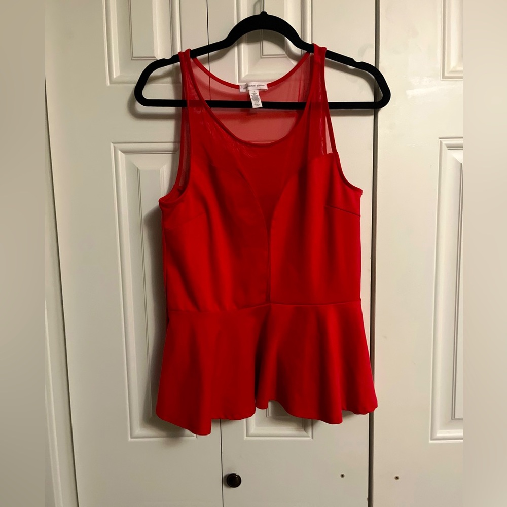 Ambiance apparel red peplum tank